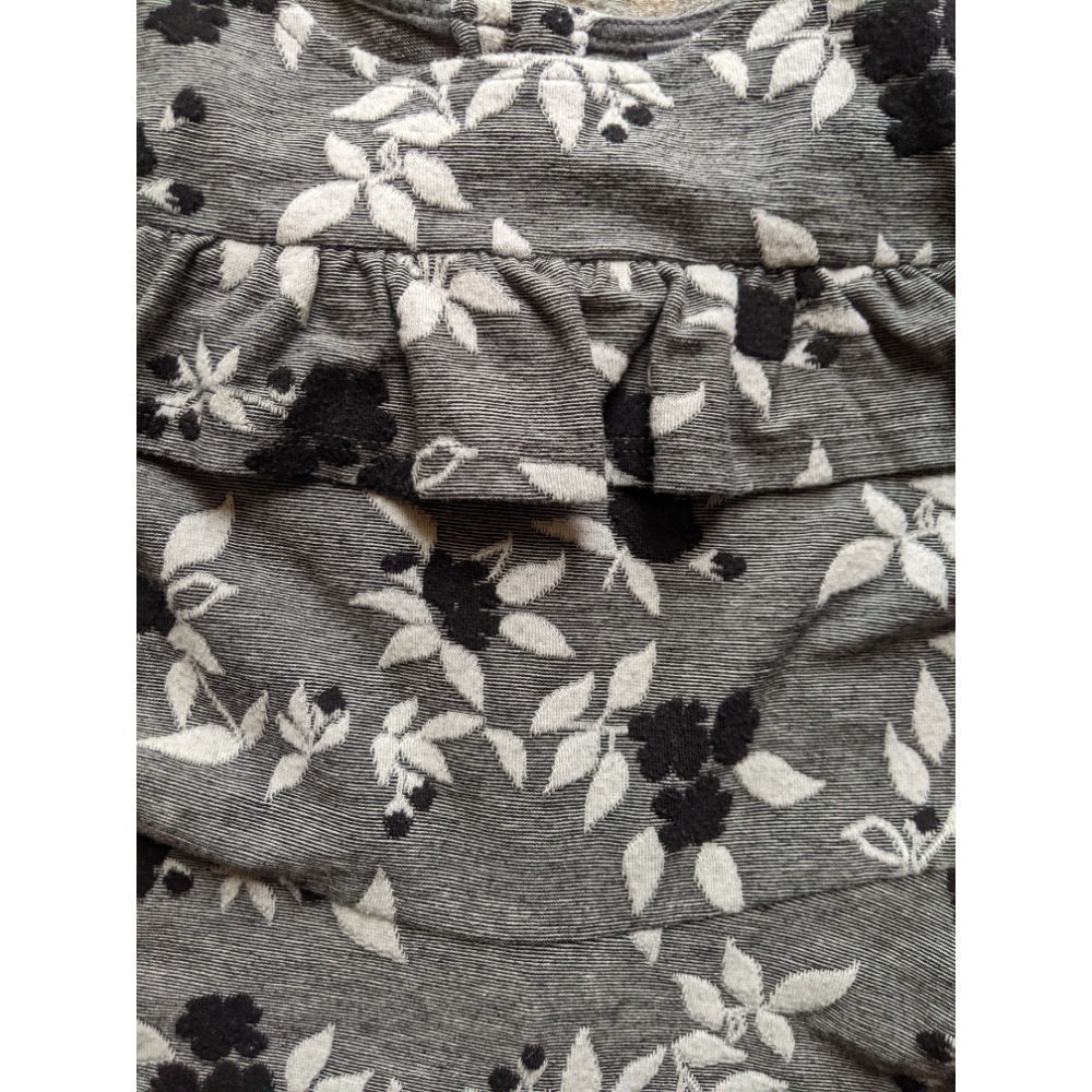 JANIE & JACK Little Girl's Black & White Floral Dress Size 4 Embroidered Ruffle - Picture 3 of 4